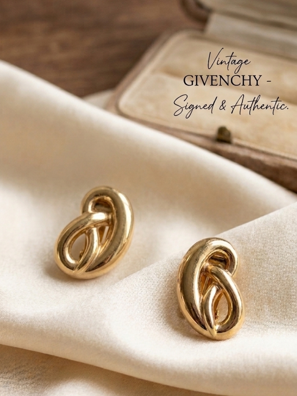 ​GIVENCHY Vintage Gold Twisted Ribbon Clip Earrings